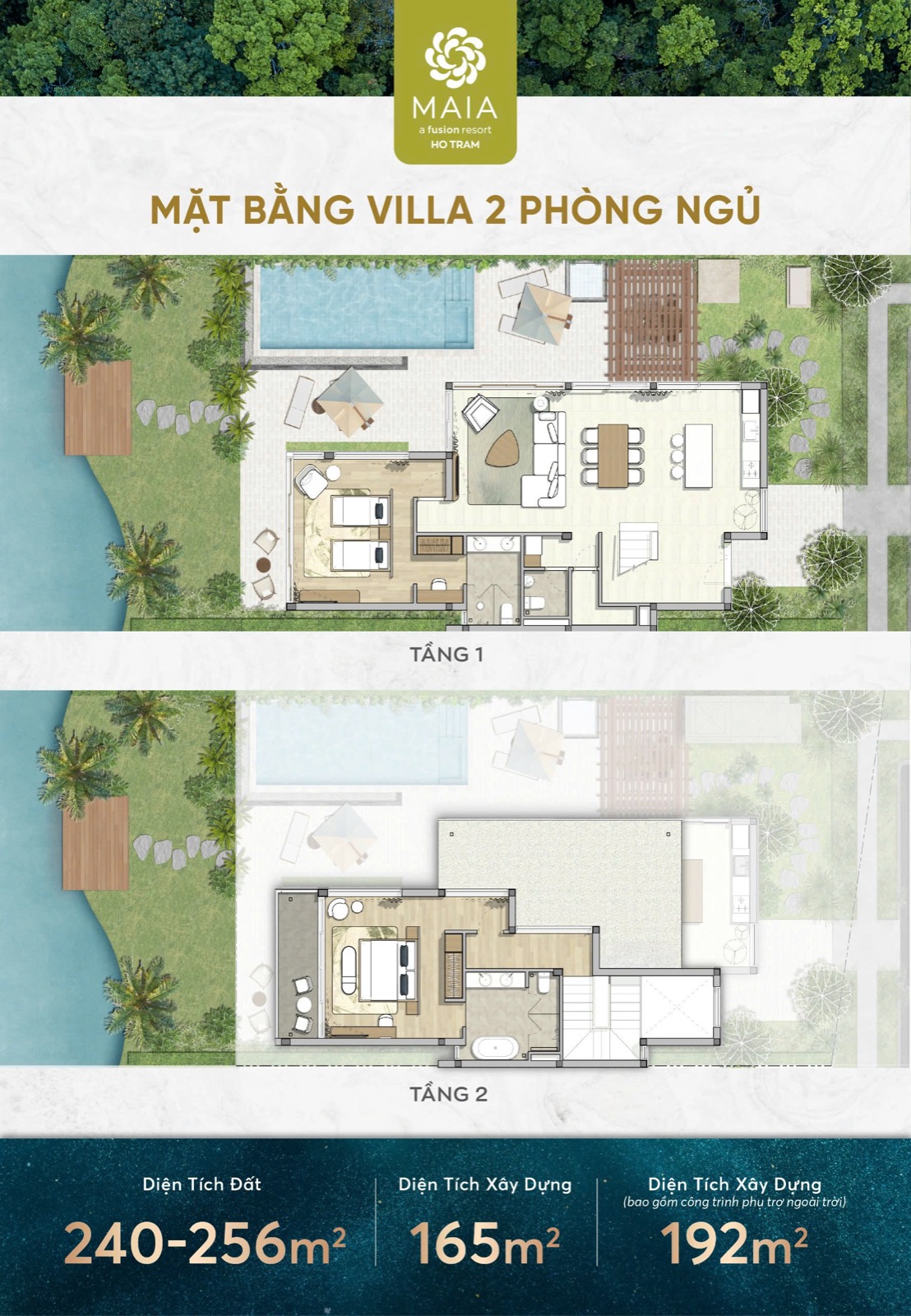Mặt bằng Villa 2 phòng ngủ