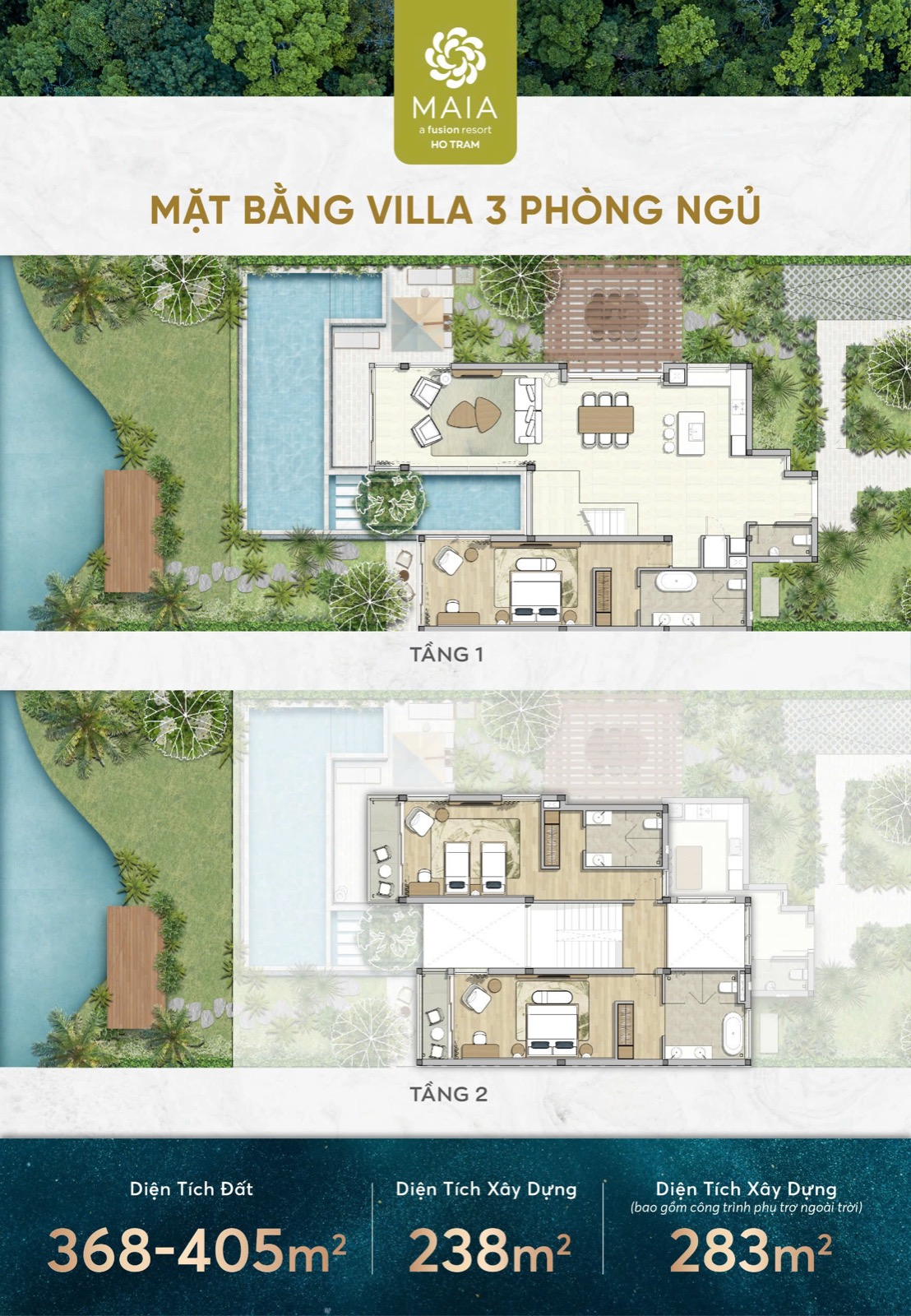 Mặt bằng Villa 3 phòng ngủ